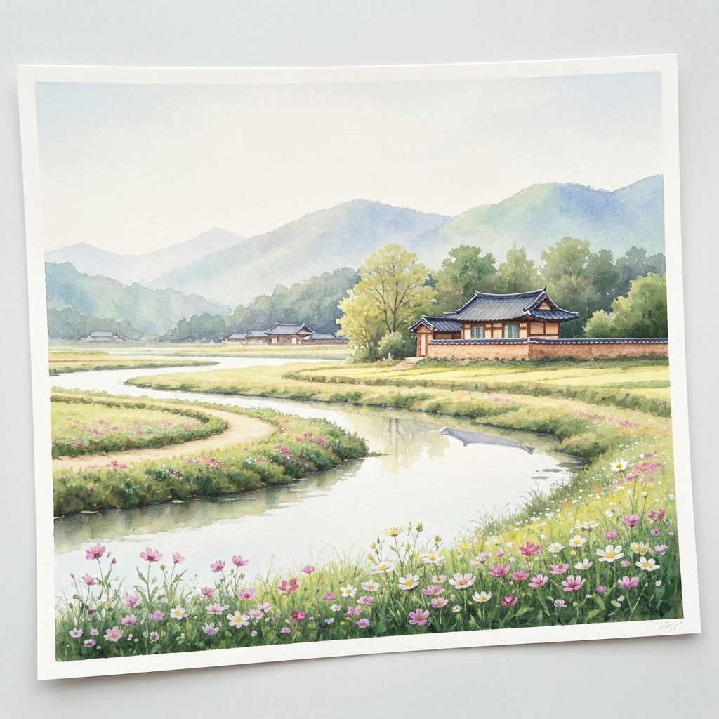 수채화 입문반 수업 작품 예시